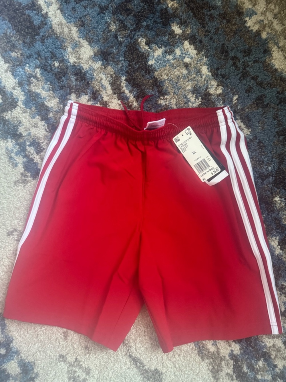 adidas Red Shorts with White Triple Stripes